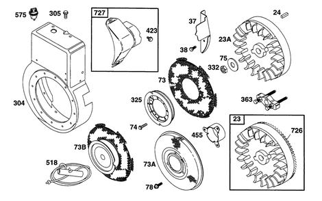 Blower Hsg, Flywheel,screens Diagram and Parts List for 221432-0143-XX  Briggs and Stratton Engine